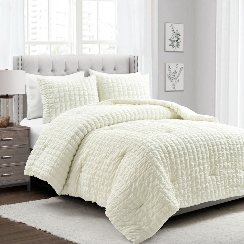 Crinkle Textured Dobby Comforter Set Full/Queen